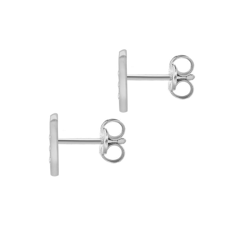 9ct White Gold Cubic Zirconia CZ Serif Initial J Stud Earrings — back