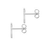 9ct White Gold Cubic Zirconia CZ Serif Initial K Stud Earrings — back