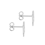 9ct White Gold Cubic Zirconia CZ Serif Initial M Stud Earrings — back