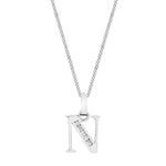 9ct White Gold Cubic Zirconia CZ Serif Initial N Pendant