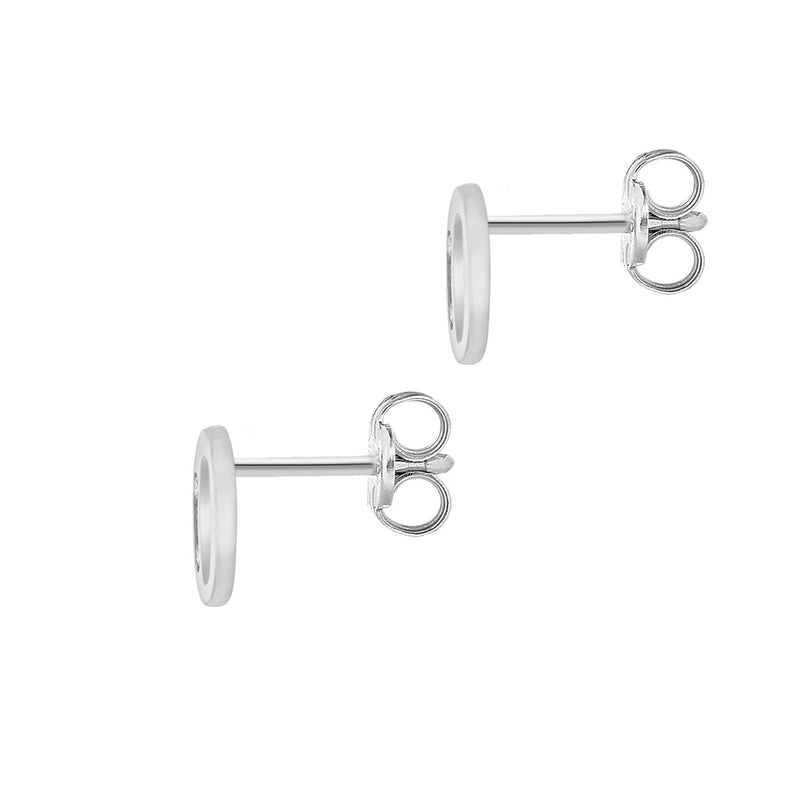 9ct White Gold Cubic Zirconia CZ Serif Initial O Stud Earrings — back