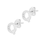 9ct White Gold Cubic Zirconia CZ Serif Initial Q Stud Earrings — side