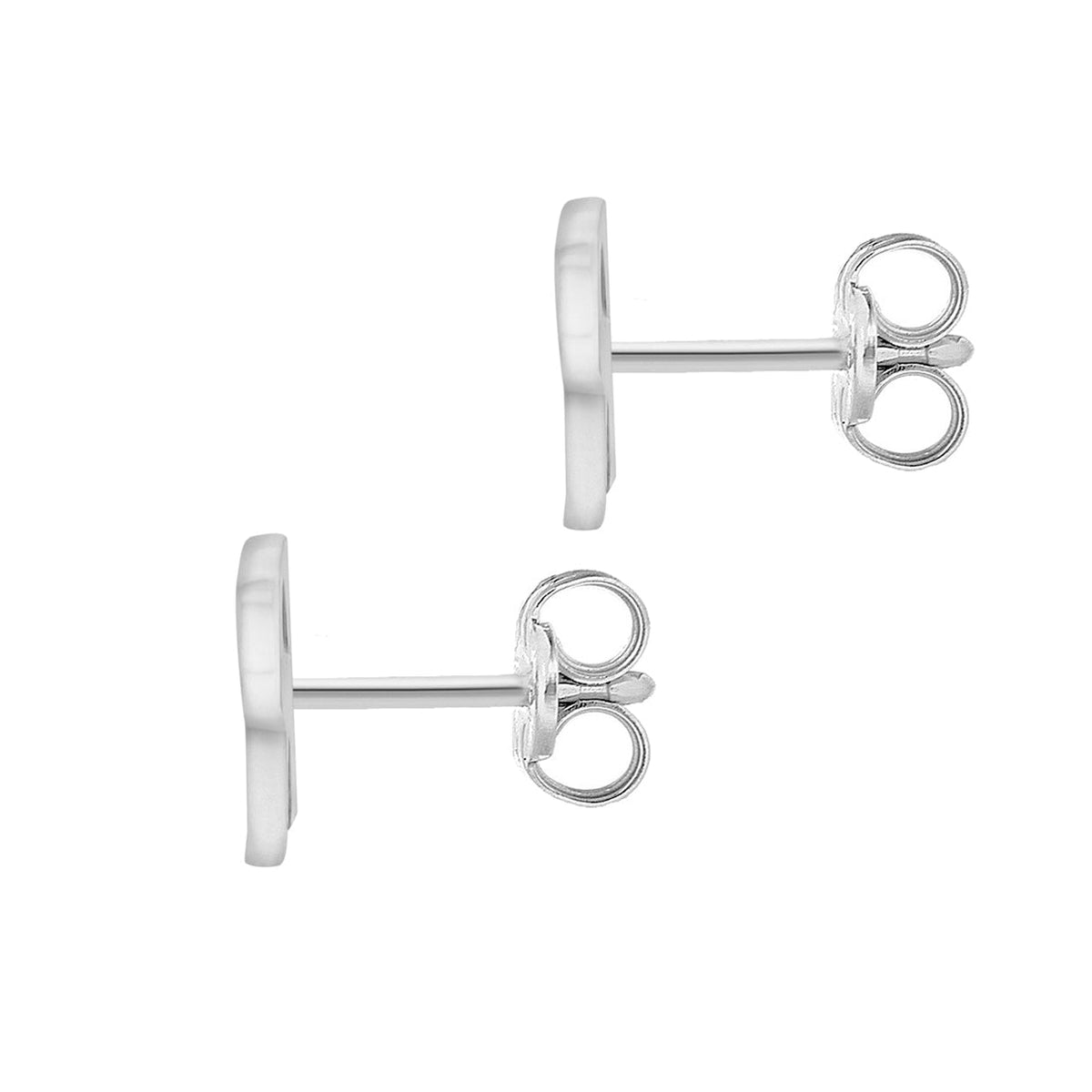 9ct White Gold Cubic Zirconia CZ Serif Initial R Stud Earrings — back