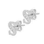 9ct White Gold Cubic Zirconia CZ Serif Initial S Stud Earrings — side