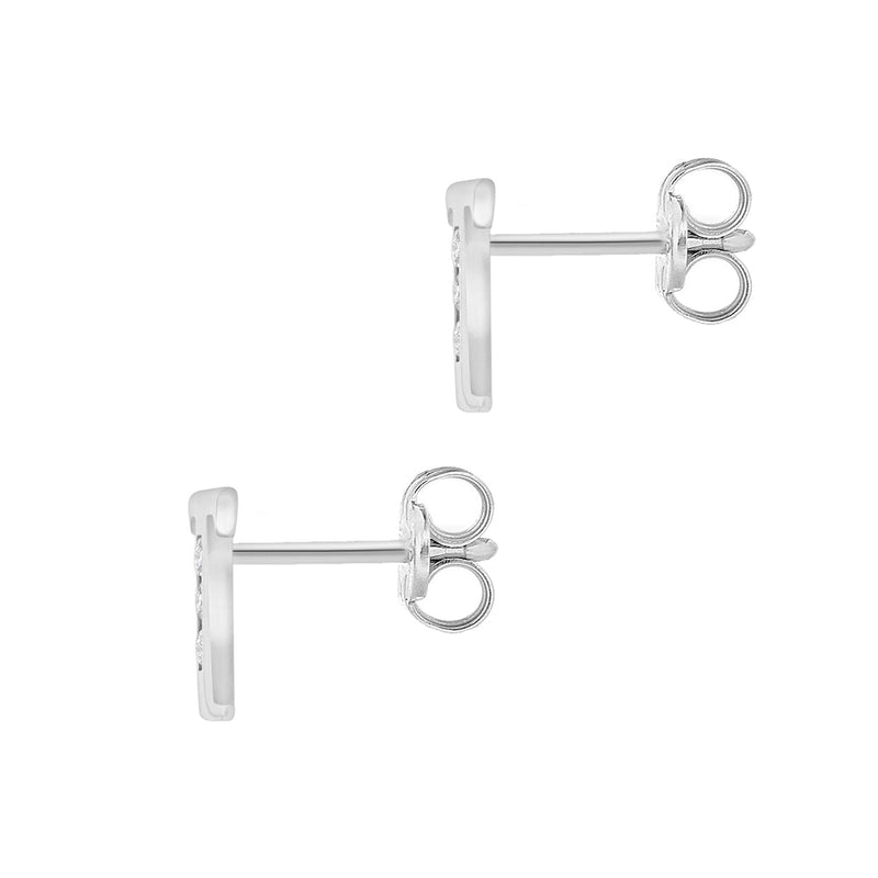 9ct White Gold Cubic Zirconia CZ Serif Initial T Stud Earrings — back