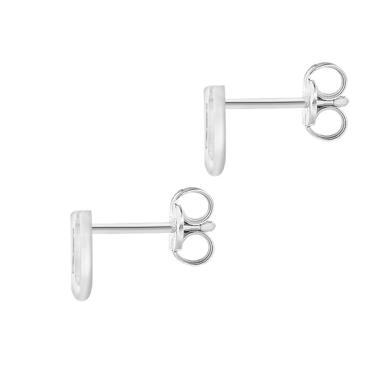 9ct White Gold Cubic Zirconia CZ Serif Initial U Stud Earrings — back