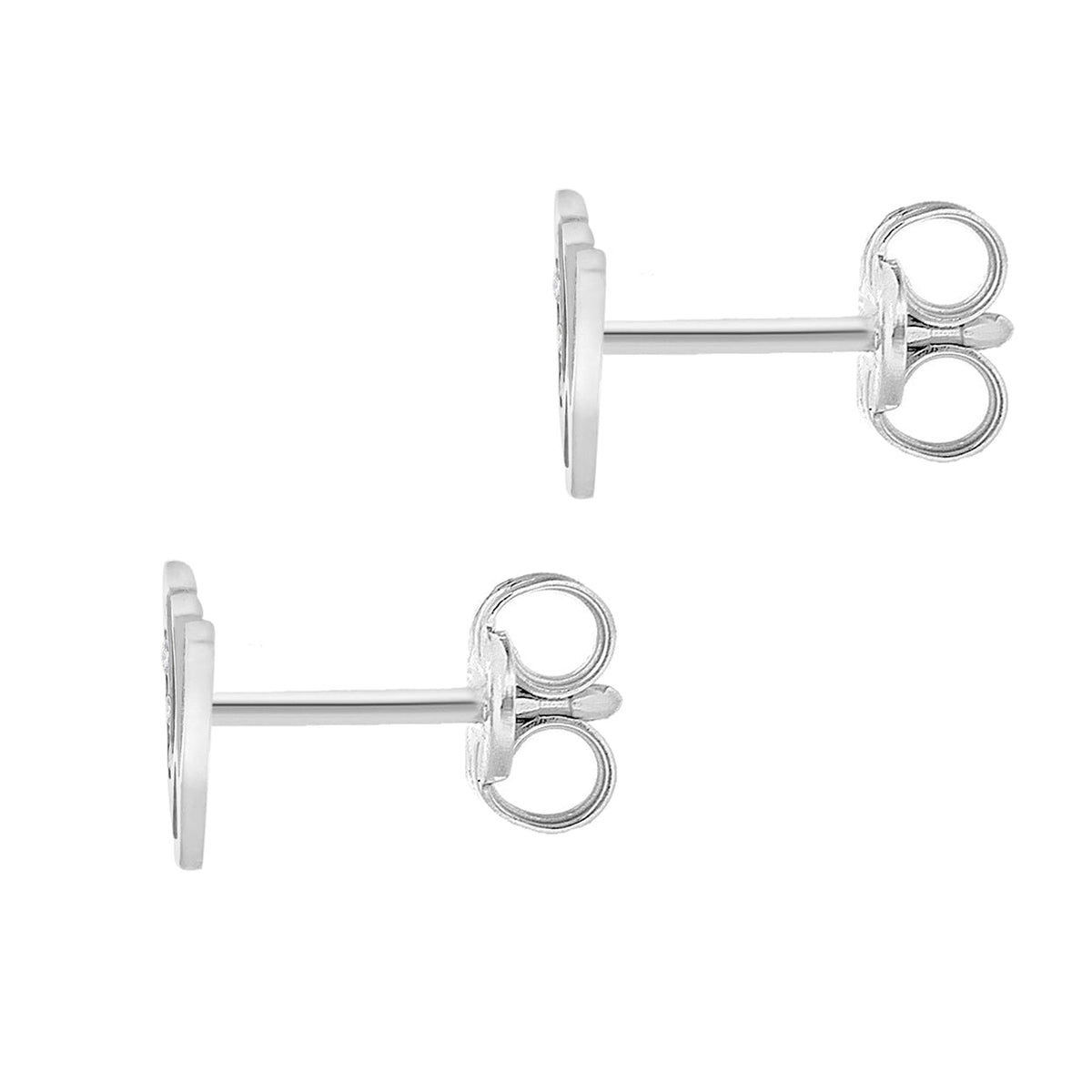 9ct White Gold Cubic Zirconia CZ Serif Initial W Stud Earrings — back
