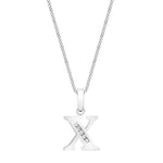 9ct White Gold Cubic Zirconia CZ Serif Initial X Pendant