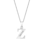 9ct White Gold Cubic Zirconia CZ Serif Initial Z Pendant
