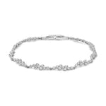 9ct White Gold Cubic Zirconia CZ Wave Bracelet — 4mm
