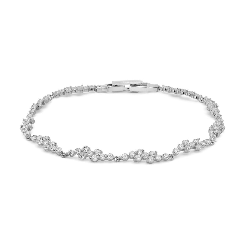 9ct White Gold Cubic Zirconia CZ Wave Bracelet — 4mm