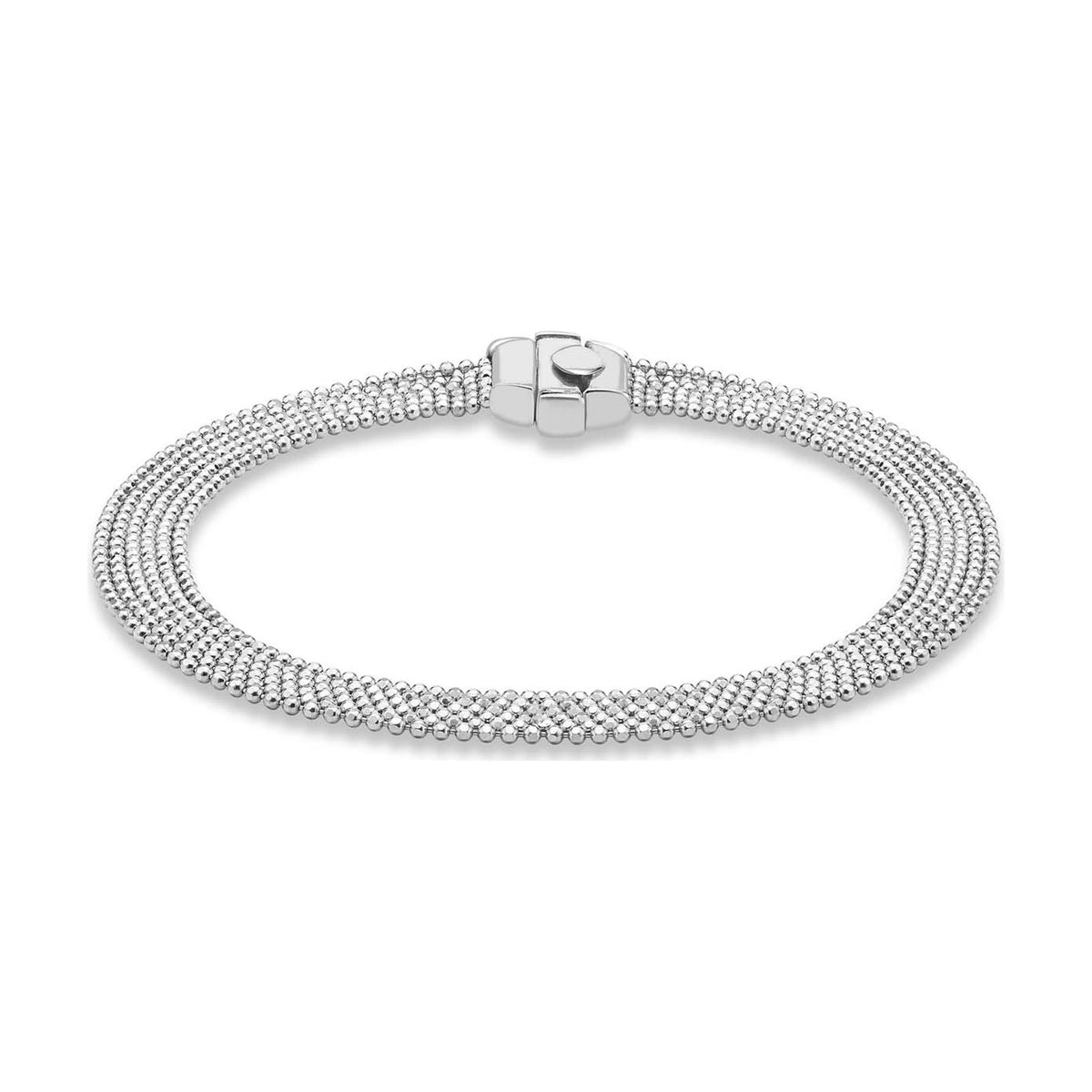9ct White Gold Diamond Cut Six Strand Ball Chain Bracelet — 7mm