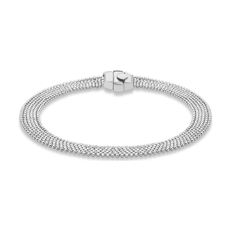 9ct White Gold Diamond Cut Six Strand Ball Chain Bracelet — 7mm