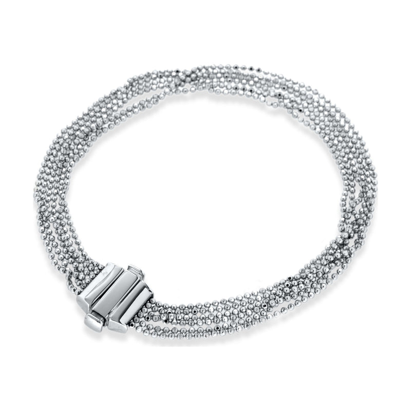 9ct White Gold Diamond Cut Six Strand Ball Chain Bracelet — 7mm