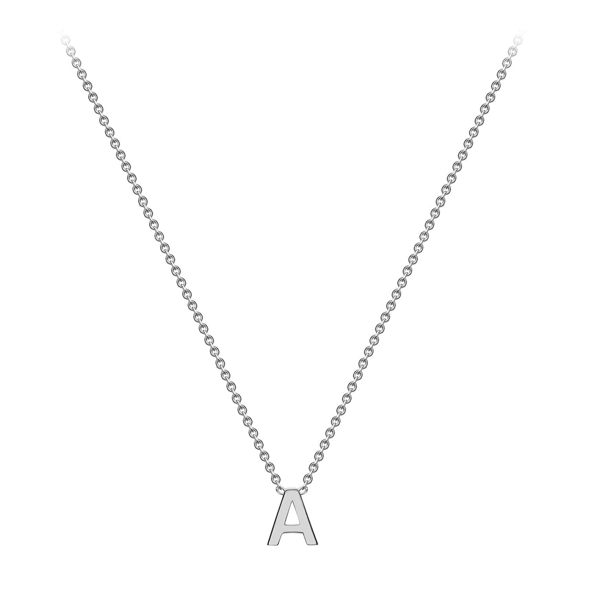 9ct White Gold Mini Initial A Adjustable Necklace — full-length