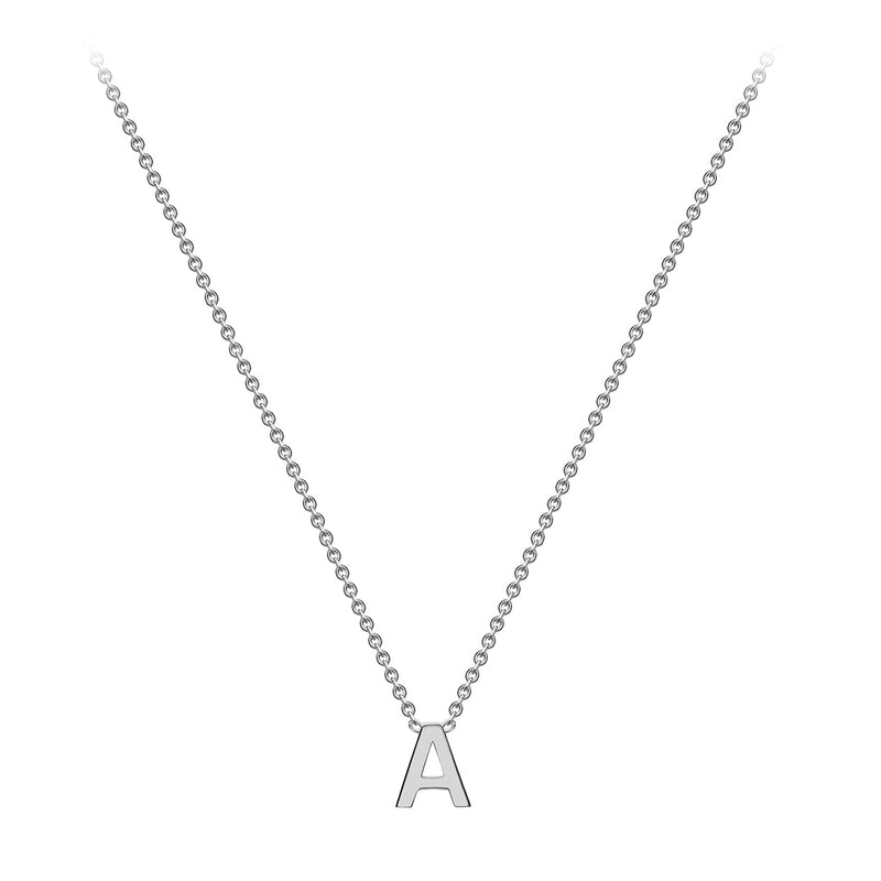 9ct White Gold Mini Initial A Adjustable Necklace — full-length