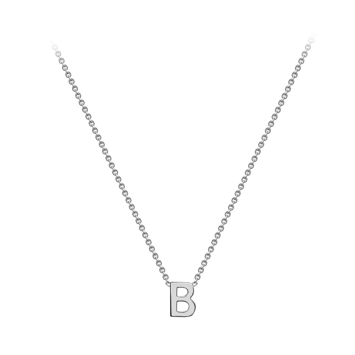 9ct White Gold Mini Initial B Adjustable Necklace — full-length