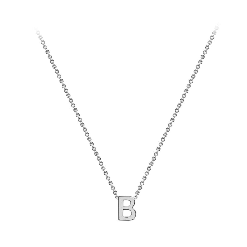 9ct White Gold Mini Initial B Adjustable Necklace — full-length