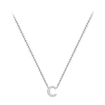9ct White Gold Mini Initial C Adjustable Necklace — full-length