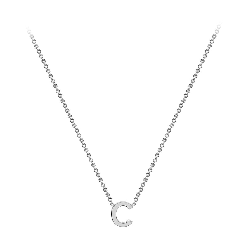 9ct White Gold Mini Initial C Adjustable Necklace — full-length