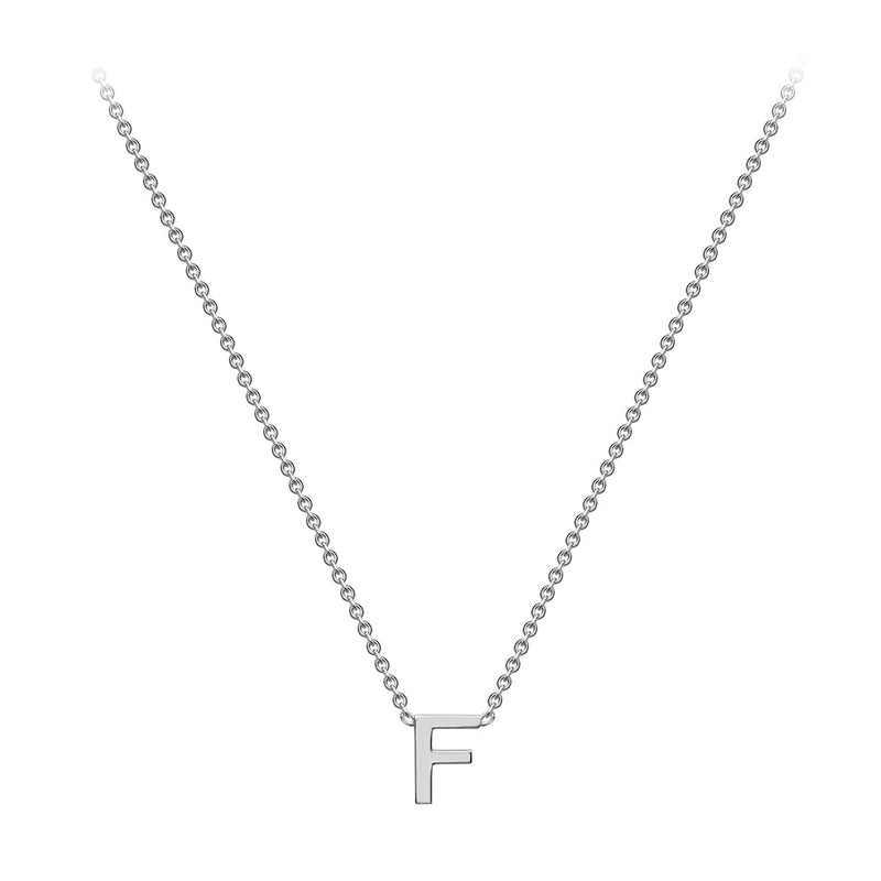 9ct White Gold Mini Initial F Adjustable Necklace — full-length