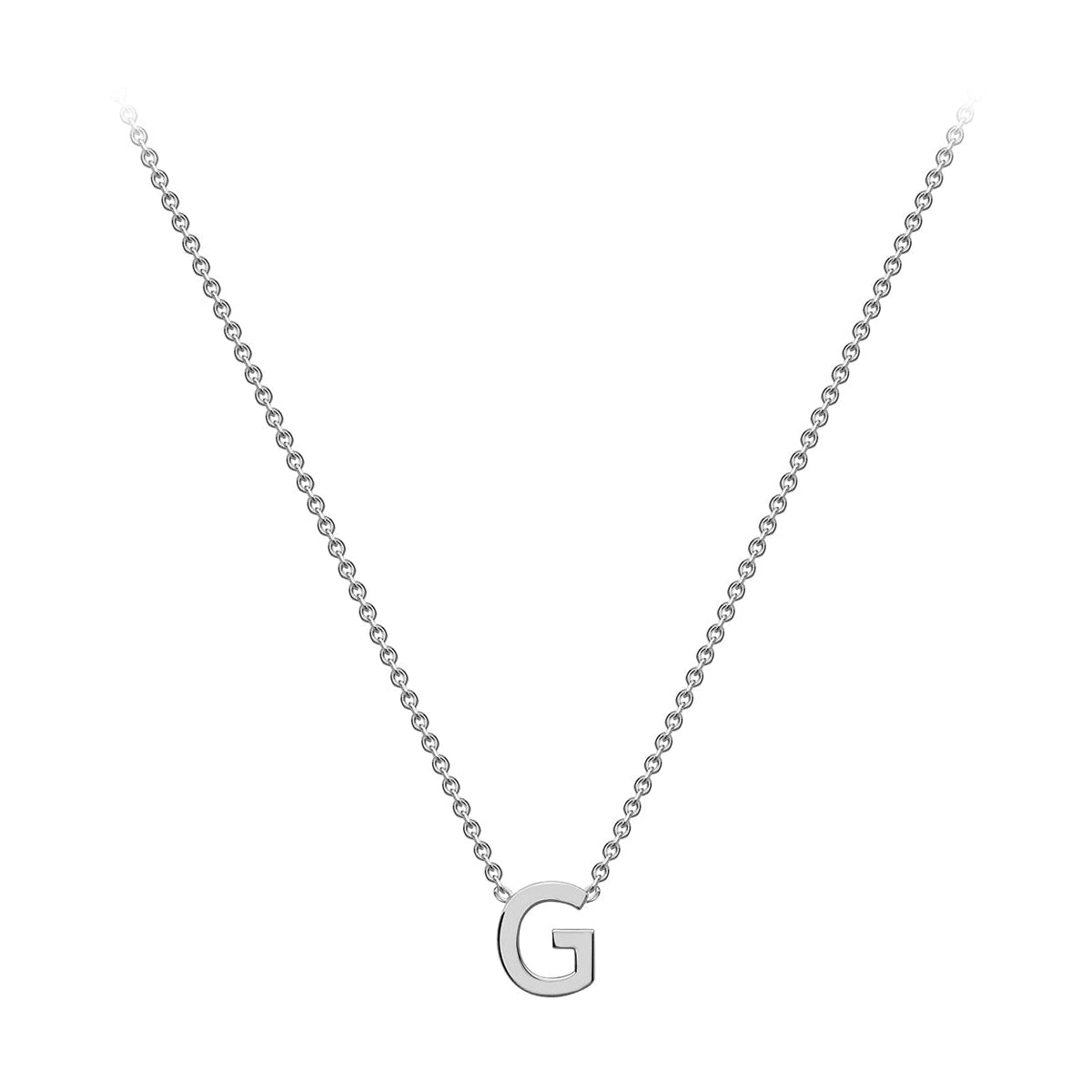 9ct White Gold Mini Initial G Adjustable Necklace — full-length