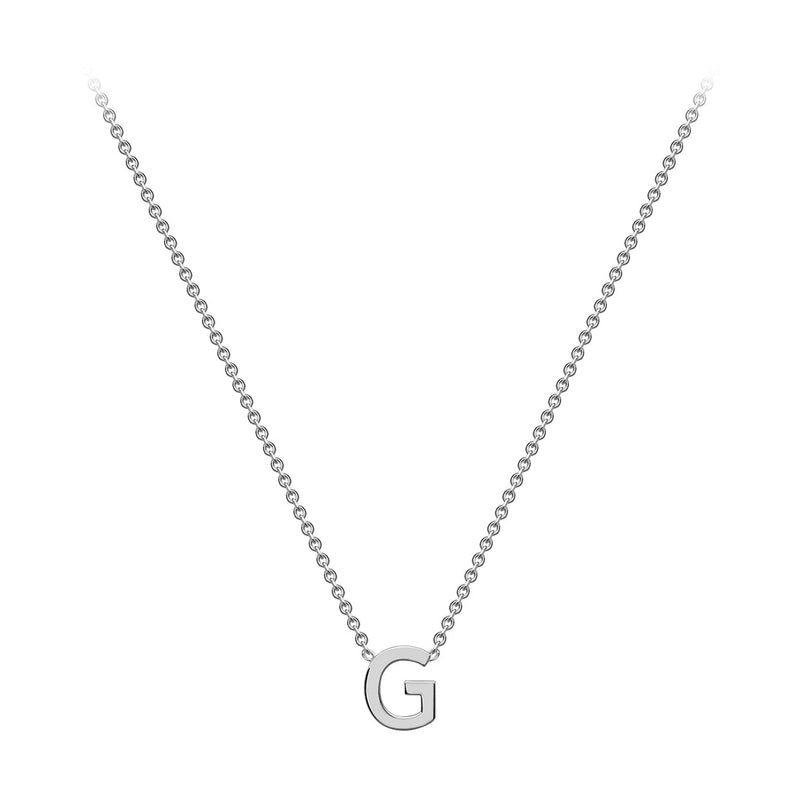 9ct White Gold Mini Initial G Adjustable Necklace — full-length