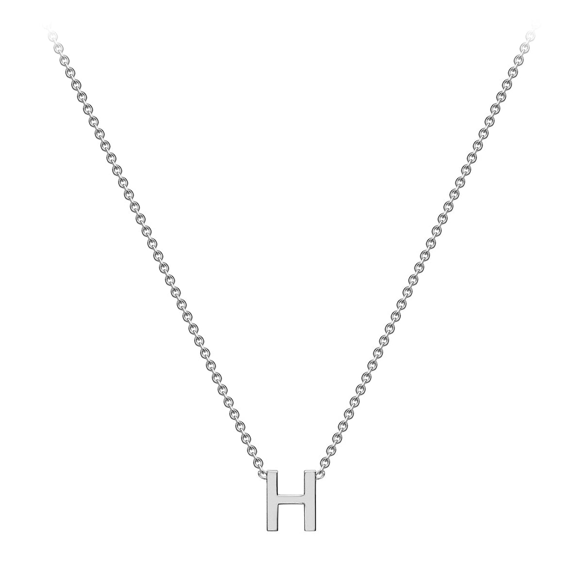 9ct White Gold Mini Initial H Adjustable Necklace — full-length