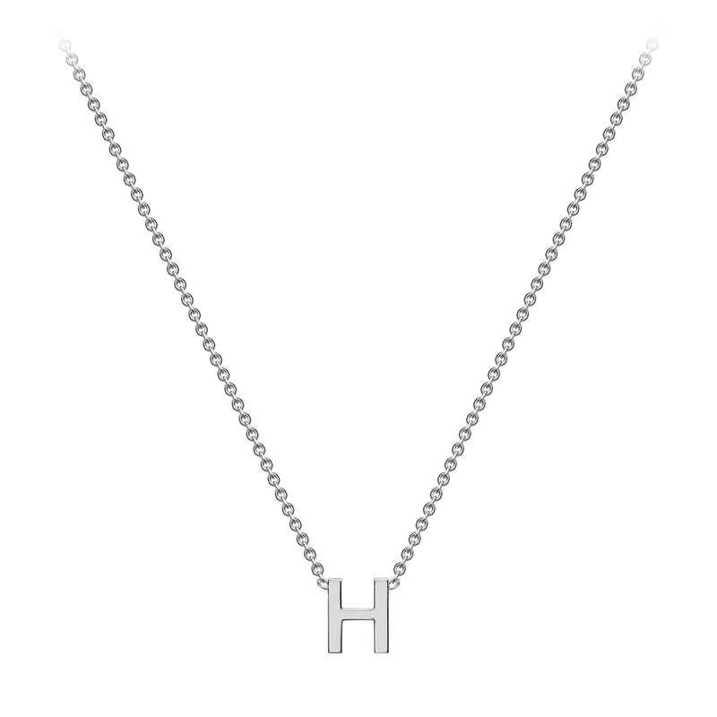 9ct White Gold Mini Initial H Adjustable Necklace — full-length