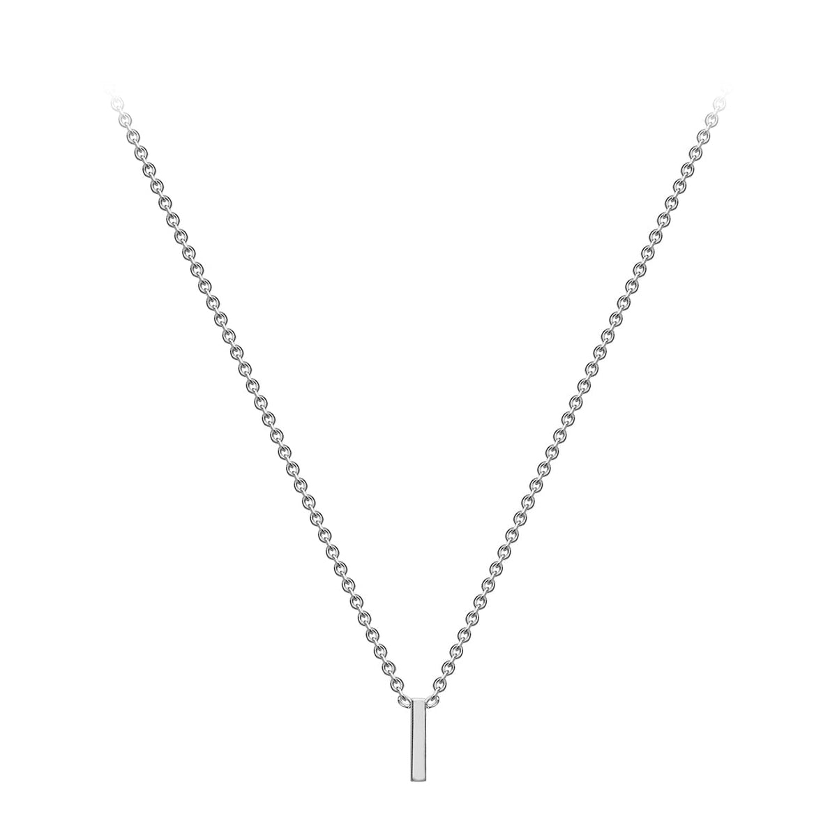 9ct White Gold Mini Initial I Adjustable Necklace — full-length