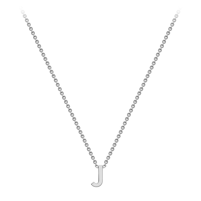 9ct White Gold Mini Initial J Adjustable Necklace — full-length