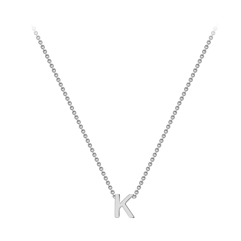 9ct White Gold Mini Initial K Adjustable Necklace — full-length