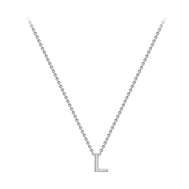 9ct White Gold Mini Initial L Adjustable Necklace — full-length