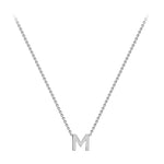 9ct White Gold Mini Initial M Adjustable Necklace — full-length