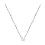 9ct White Gold Mini Initial N Adjustable Necklace — full-length