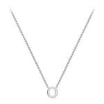 9ct White Gold Mini Initial O Adjustable Necklace — full-length