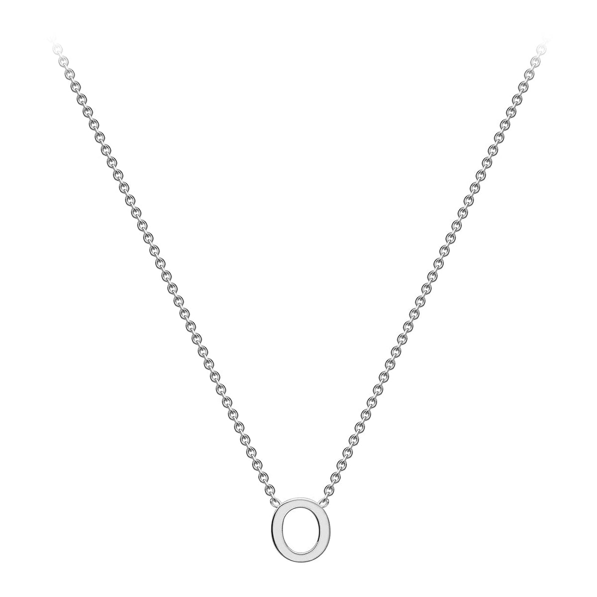 9ct White Gold Mini Initial O Adjustable Necklace — full-length