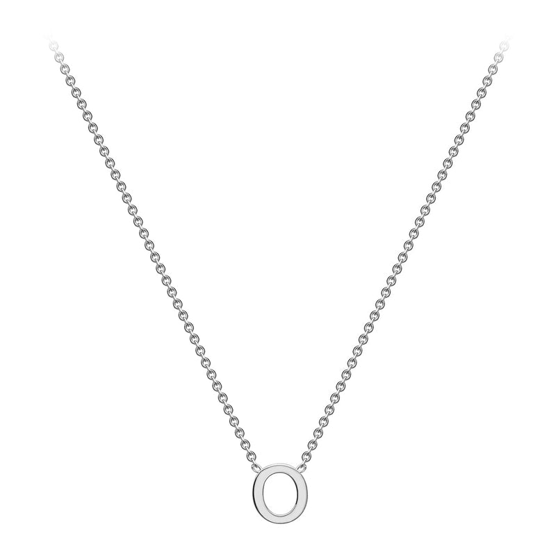 9ct White Gold Mini Initial O Adjustable Necklace — full-length