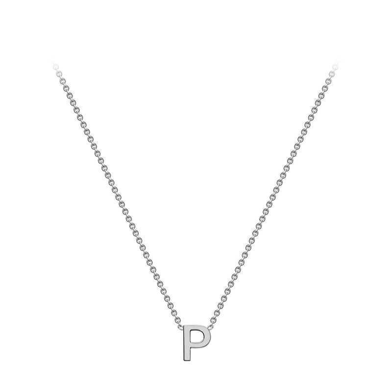 9ct White Gold Mini Initial P Adjustable Necklace — full-length