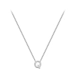 9ct White Gold Mini Initial Q Adjustable Necklace — full-length
