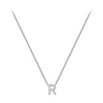 9ct White Gold Mini Initial R Adjustable Necklace — full-length