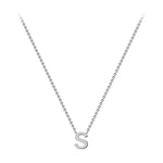 9ct White Gold Mini Initial S Adjustable Necklace — full-length