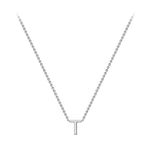 9ct White Gold Mini Initial T Adjustable Necklace — full-length