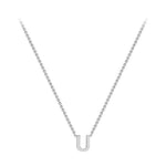 9ct White Gold Mini Initial U Adjustable Necklace — full-length
