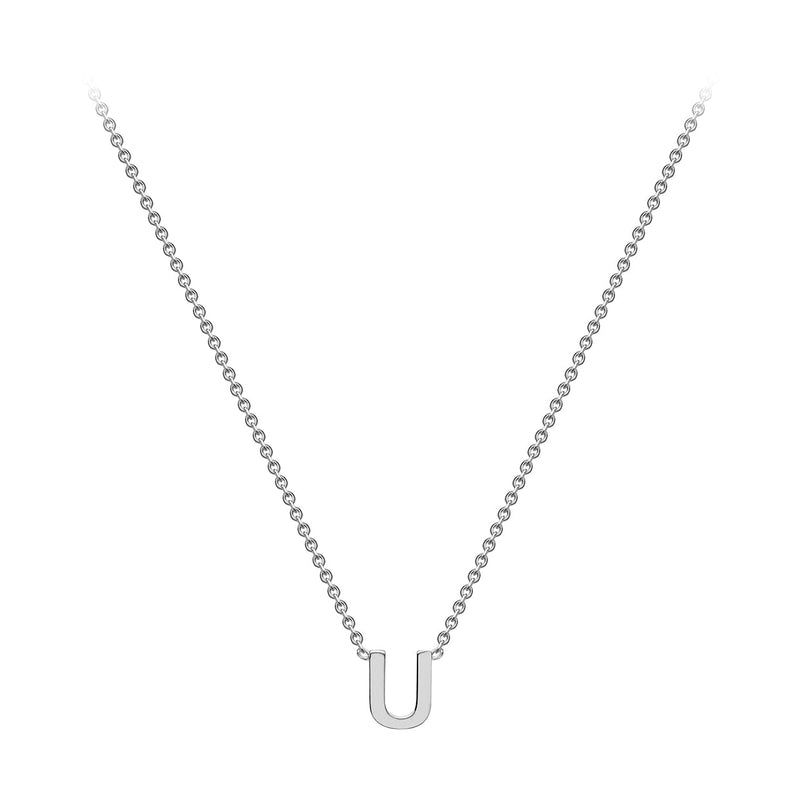 9ct White Gold Mini Initial U Adjustable Necklace — full-length