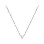 9ct White Gold Mini Initial V Adjustable Necklace — full-length