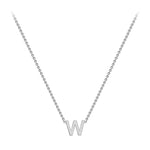 9ct White Gold Mini Initial W Adjustable Necklace — full-length