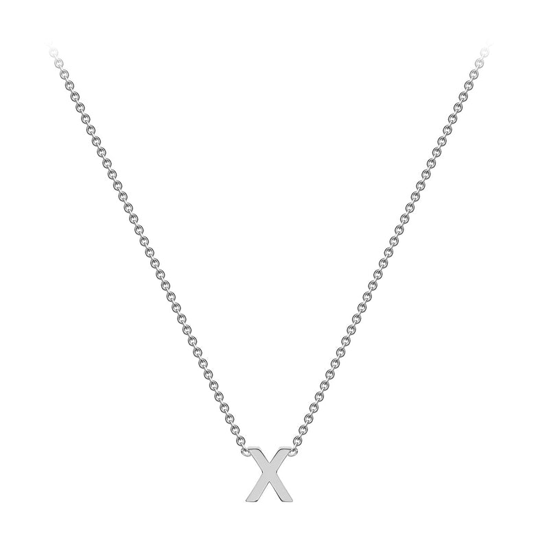 9ct White Gold Mini Initial X Adjustable Necklace — full-length