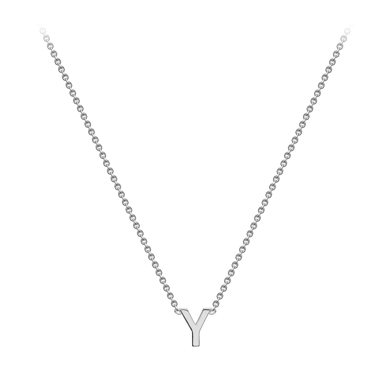 9ct White Gold Mini Initial Y Adjustable Necklace — full-length