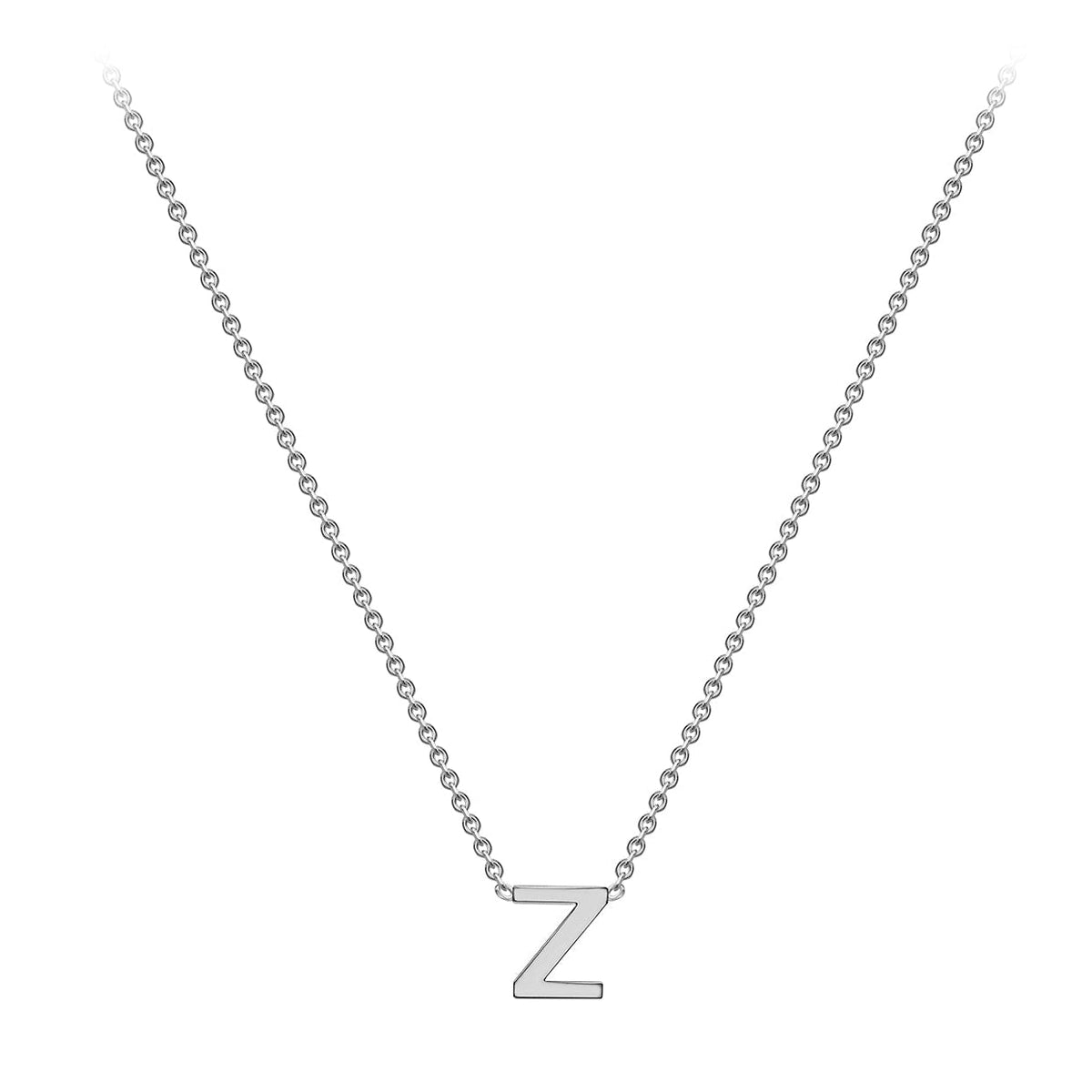 9ct White Gold Mini Initial Z Adjustable Necklace — full-length
